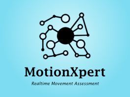 MotionXpert - Realtime Movement Assessment Logo with interconnected dots and blue background.