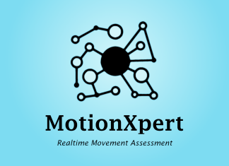 MotionXpert - Realtime Movement Assessment Logo with interconnected dots and blue background.