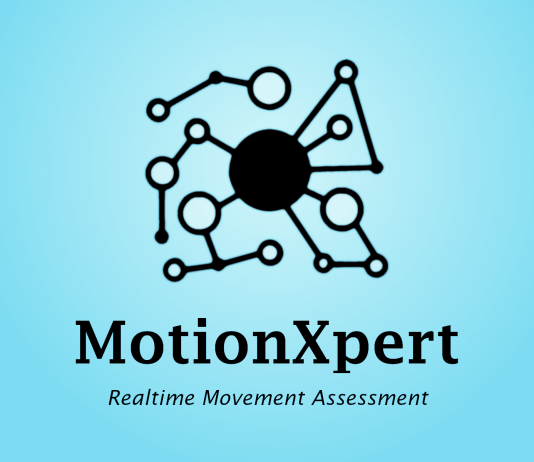 MotionXpert - Realtime Movement Assessment Logo with interconnected dots and blue background.